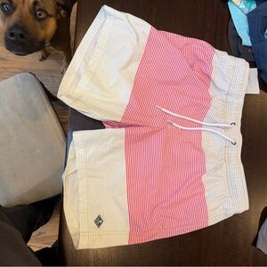 Sperry Pink and White Striped Athletic Shorts